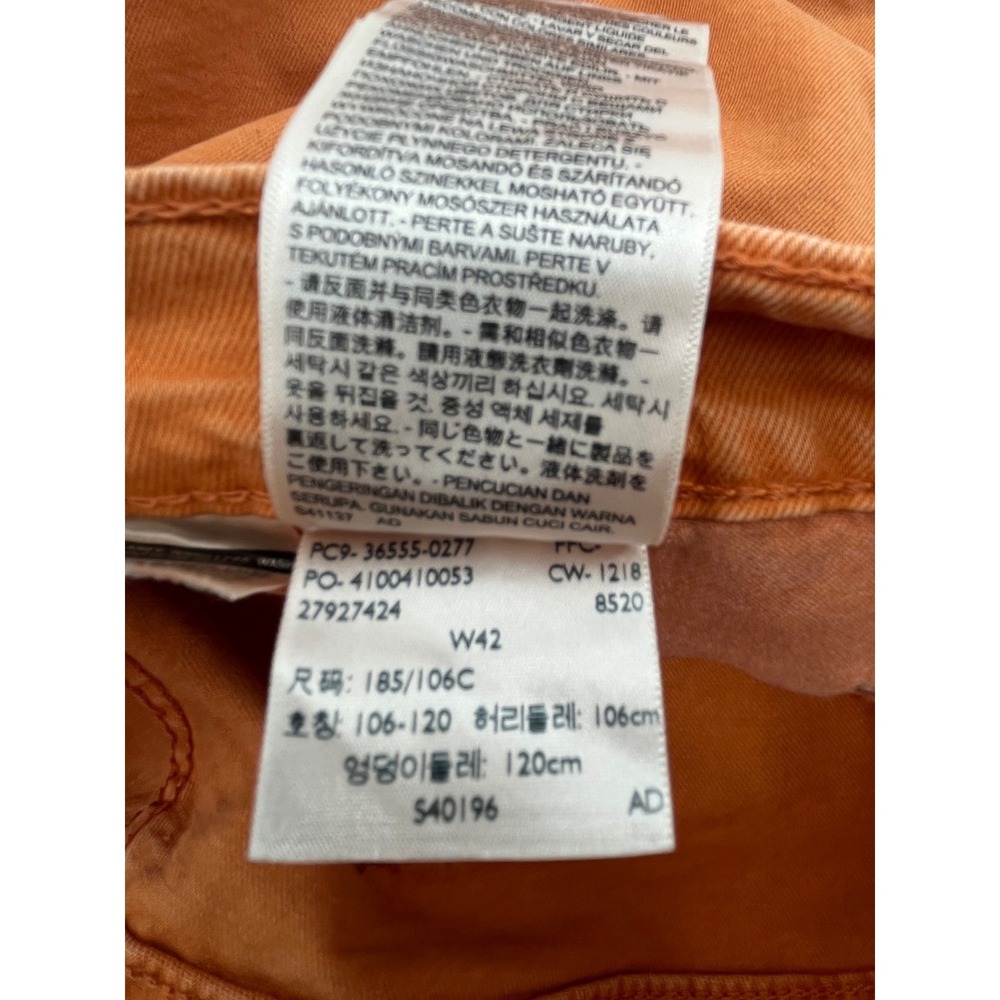 Levi's 511 Cut Off Denim Shorts Mens W42 Orange Slim Fit Frayed Hem Distressed - Picture 7 of 8
